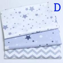 3 Pcs/Lot Cartoon Starry Sky Cloud Star Series Twill Fabric Five Pointed Star Crown Design Printed Cloth Geometric Stripe/Wave Pattern Design DIY Handmade Cloth Head Quilting Patchwork Cloth Group Pillow Cover Cloth Block Sewing Scrapbooking Cloth Tecidos Calico