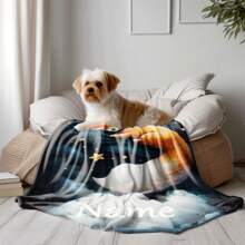 Personalized Customized Text Fox Design Flannel Blanket - Four Seasons Thick Knitted Travel Blanket - Lightweight, Personalized, Suitable For Sofa, Bedroom, Outdoor Use - Machine Washable