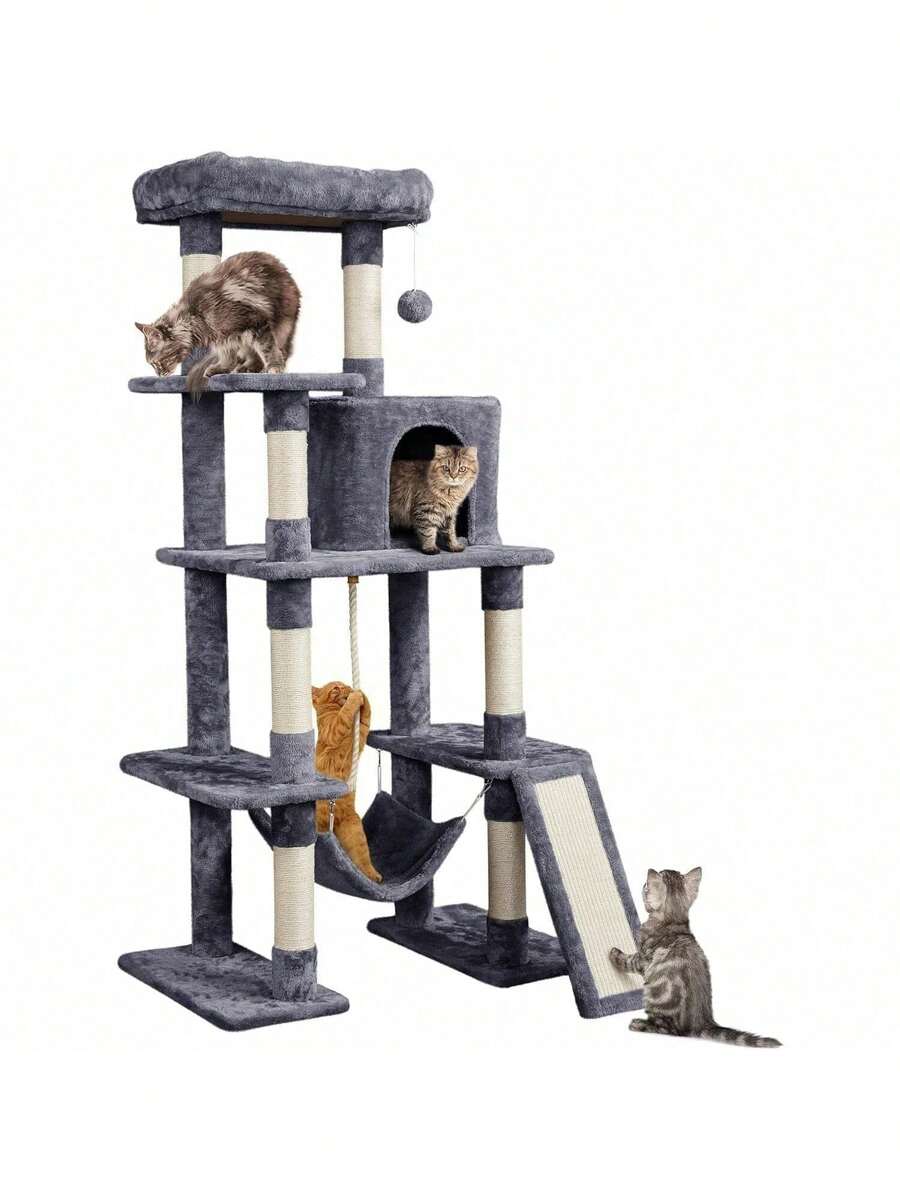 Large MultiLevel Cat Tree, 63 Inches Tall With SisalCovered
