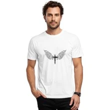 Unisex Comfortable Cotton Printed T-Shirt Enjoy Peace Fenix - 白色 - 查看 1