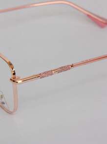 AMIA Women's Metal Eyeglass Frame With Rhinestones On The Temples And Lenses With Blue Filter MOD 8619 - Rusty Rose - View 7