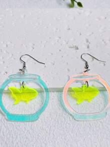Pendientes colgantes de acuario de peces de colores | Joyas extravagantes | Pendientes únicos | Pendientes extravagantes