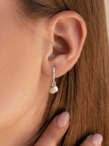 1 对优雅雨滴不对称珍珠耳环女士珠宝女士 S925 纯银精致耳钉精美珠宝礼物送给女孩日常生活约会装饰 - 珍珠耳環 - 查看 1