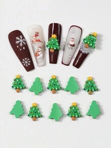 10 chiếc 3D cây thông Noel nghệ thuật làm móng tay mặt dây chuyền nhựa Giáng sinh làm đồ dùng làm móng phụ kiện làm móng hoạt hình cho phụ nữ đồ dùng làm móng trang trí móng tay - Nhiều màu - Xem 4