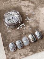 1 caja de Joyas de uñas cuadradas de purpurina plateada, decoración de arte de uñas de lujo con destellos minimalista, adecuado para salones de uñas y uso personal