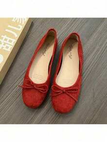 2024 Red New Women Flat Shoes Fashion Shallow Slip On Ladies Elegant Ballerinas Shoes Soft Flat Heel Outdoor Casual Mary Jane S - 紅3 - 查看 8