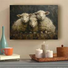 1 bức tranh vải canvas Giáng sinh hình cừu buồn bã cổ điển - Trang trí tường không khung cho gia đình và văn phòng, quà tặng hoàn hảo cho ngày lễ - Nhiều màu - Xem 9