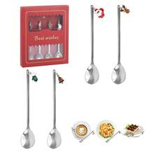 Thìa cà phê Giáng sinh Bộ 4 thìa thép không gỉ có mặt dây chuyền Giáng sinh Thìa trộn cà phê trà súp Thìa tráng miệng Bánh thìa Đồ dùng tiệc Giáng sinh - Nhiều màu - Xem 13