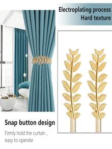 2 件/套叶形装饰金属窗帘系带，北欧风格春季流苏，客厅、卧室、酒店、咖啡厅的家居装饰配件 - 彩色 - 查看 7