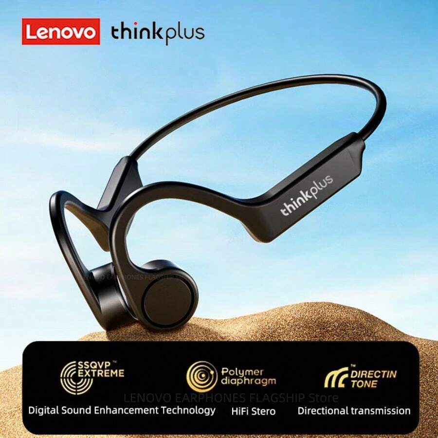 Lenovo X4 Bone Conduction Headphones Bluetooth 5.3 Hifi Ear-hook Wireless Headset With Mic Sport Earphones - 黑色 - 查看 1