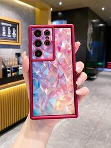 1 个渐变马赛克防震手机壳适用于 Iphone/Galaxy/Infinix/Redmi/OPPO/VIVO/Honor/Oneplus - 酒紅色 - 查看 2