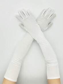 1 双 21 英寸长天鹅绒女士手套，弹性特殊场合 1920 年代歌剧服装手套，红色圣诞手套 - 純色 - 查看 20