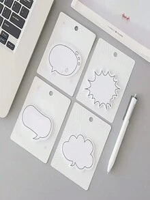 4 件创意简约对话框系列便利贴，为您的笔记添加新鲜信息，开学季，学校用品，学校，便利贴，美观的学校用品，文具 - 白色 - 查看 1