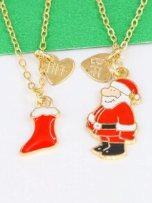 2 chiếc vòng cổ BFF Girl kèm mặt dây chuyền bằng hợp kim kẽm, phong cách dễ thương và ngọt ngào cho Giáng sinh, thích hợp cho trường học và đêm Giáng sinh - Nhiều màu - Xem 5