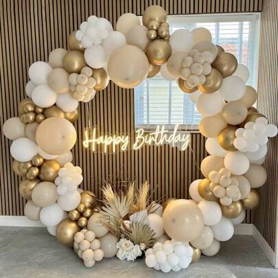 Kit fai-da-te per creare una ghirlanda ad arco con 185 palloncini in lattice bianco platino, ideale per decorare feste di compleanno, matrimoni, anniversari e pareti domestiche