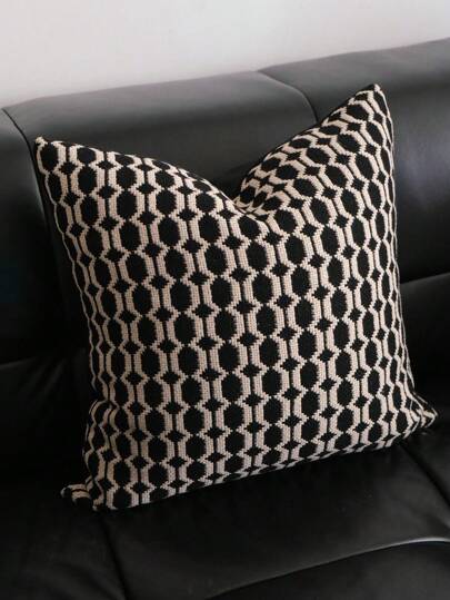 1 件针织几何图案枕套，简约优雅靠垫套，复古家居装饰，适用于客厅沙发，尺寸 45*45 厘米，不含枕芯