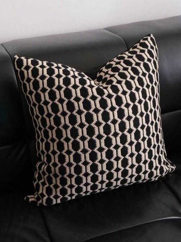 1 pieza Funda de almohada con patrón geométrico tejido, Funda de cojín simple y elegante, Decoración del hogar vintage para sala de estar y sofá, Tamaño 45*45cm, Sin relleno de almohada