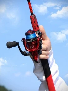 SOUGAYILANG 2 Sections Red Fishing Rod And Reel Combo 5.1:1/5.5:1 Gear Ratio 13+1 Ball Bearing Reel 2 Sections Resin Material Pole With Ultra-Smooth Guide Ring High Quality Fishing Set For Freshwater And Saltwater