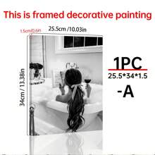 1PC Alcohol Wall Art Poster, Woman Drinking And Reading In Bathtub, Black And White Bar Cart Decor, Girls Bathroom Decor, Canvas Print, Canvas Wall Art,Posters For Room,Home Decor,Room Decor Aesthetic,Room Decoration Stuff.Optional Frame, Room Decor - Multicolor - View 16