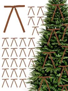 12 件圣诞树装饰天鹅绒丝带蝴蝶结领带、扭绳挂饰、节日装饰配件、天鹅绒丝带圣诞花环蝴蝶结、礼物、家居圣诞树装饰挂饰 - 12pcs - 查看 2