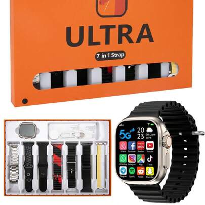 WTECH Reloj inteligente para hombre y mujer 7+1 Super 7 con carga inalámbrica y llamadas Bluetooth, soporta 106 monitorización deportiva, compatible con Android iOS