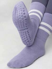 3/5 pares de meias femininas antiderrapantes para ioga, meias profissionais antiderrapantes para ioga, pilates, fitness, ginástica, esportes internos, meias casuais de cano alto - Multicolorido - Ver 6