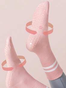 3/5 pares de meias femininas antiderrapantes para ioga, meias profissionais antiderrapantes para ioga, pilates, fitness, ginástica, esportes internos, meias casuais de cano alto - Multicolorido - Ver 5