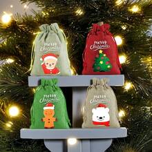1 Túi vải nỉ đỏ Giáng sinh Túi quà tặng Bundled Mouth Túi đựng táo Giáng sinh phổ biến Bao bì bánh quy kẹo - Nhiều màu - Xem 8
