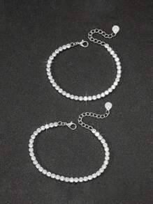 Set de 2 pulseras de estilo hip hop sencillo con cristales para hombres, regalos para Navidad, Año Nuevo, Día de San Valentín