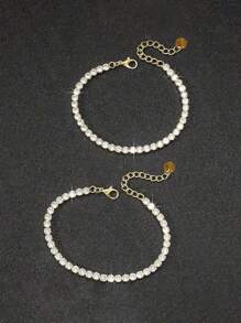 Set de 2 pulseras de estilo hip hop sencillo con cristales para hombres, regalos para Navidad, Año Nuevo, Día de San Valentín