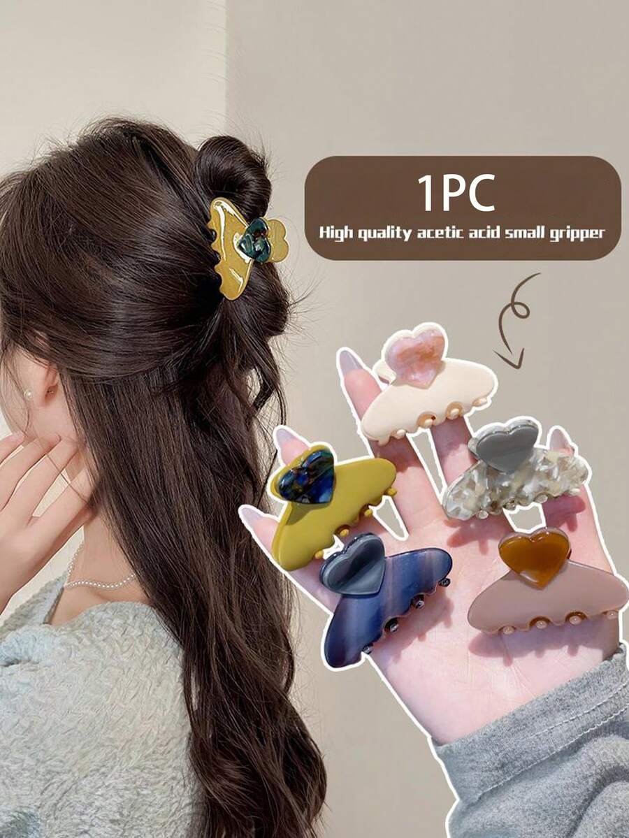 1 chiếc kẹp tóc trái tim Acrylic quyến rũ ngọt ngào dành cho nữ, kẹp tóc cỡ trung, phụ kiện tóc thanh lịch cao cấp - Nhiều màu - Xem 1