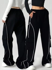 1pc Teen Girl Loose Casual Versatile Solid Outdoor Leisure Sports Workout Cargo Pants, Spring/Fall