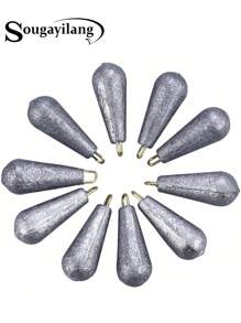 SOUGAYILANG Fishing Weight Sinkers 10Pcs Fishing Lead Pendant Weight Sinker With Ring Water Drop Sinker Weight For Bass Catfish Saltwater Freshwater Fishing Tackle