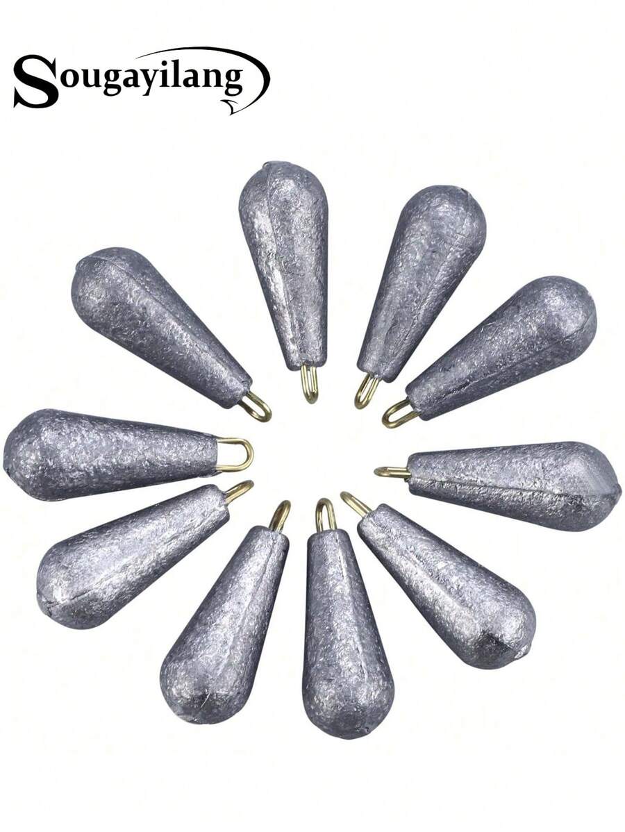 SOUGAYILANG Fishing Weight Sinkers 10Pcs Fishing Lead Pendant Weight Sinker With Ring Water Drop Sinker Weight For Bass Catfish Saltwater Freshwater Fishing Tackle