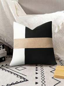 Vỏ gối khâu đơn giản, Vỏ gối hộp vải trơn màu, Thích hợp trang trí cho ghế sofa, phòng khách và phòng ngủ (Không bao gồm lõi gối) - đen và trắng - Xem 6