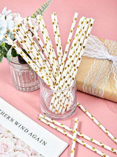 أنابيب الحزب، أنابيب شرب قابلة للتصرف باللون الذهبي، 25 قطعة/عشوائي الحزمة