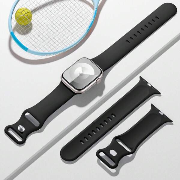 1 pièce Bracelet de montre de sport en silicone élégant et doux compatible avec Apple Watch 38mm-49mm, convient à SE/9/Ultra/8/7/6/5/4/3 Séries - Confortable et étanche, cadeau idéal