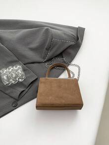 2025新款欧美时尚复古水钻链条小方包晚宴水钻手提包斜挎包 - 棕色 - 查看 8