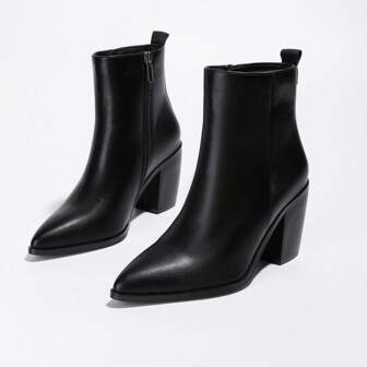 Women's Fashion Pointed Toe High Heel Short Boots, Comfortable Daily Casual Female Short Boots