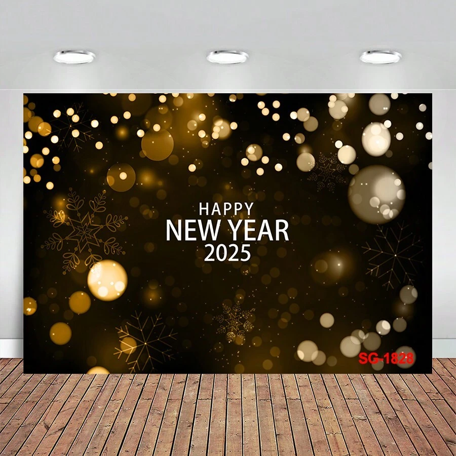 新年快乐背景 2025 新年摄影背景 除夕 圣诞快乐 家庭聚会横幅装饰 家庭肖像用品 摄影棚道具 - 彩色 - 查看 1