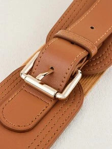 1 chiếc thắt lưng co giãn thời trang tối giản cho nữ, áo khoác/áo khoác đa năng cổ điển thanh lịch cho mọi mùa có cạp chun - A - Xem 10