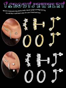 1-3 perechi de cercei cu șuruburi din aur CZ pentru femei, cercei cu șuruburi CZ strălucitori pentru cartilaj Helix, tragus, lobul urechii, piercing bijuterii, placat cu aur de 18K, calibrul 20