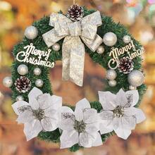 1 件，人造一品红圣诞花盒，混合丝绸花假玫瑰，用于婚礼新娘花束、餐桌摆饰、家居圣诞装饰品（银色和白色） - 銀白色 - 查看 4