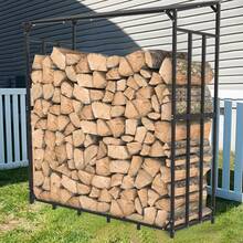 In/Outdoor Firewood Rack With Cover Firewood Storage Log Holder Heavy Duty Steel - 1 - Xem 5