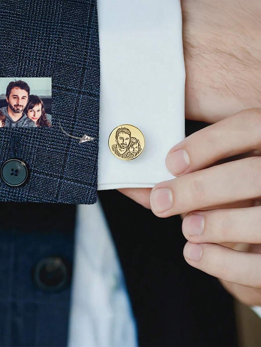 定制男士个性化袖扣，不锈钢定制袖扣，节日礼物 - 袖扣 - 查看 1