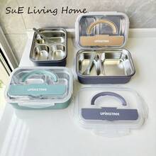 Hộp đựng cơm trưa SuE cho người lớn - Hộp đựng cơm trưa có ngăn - Hộp đựng cơm trưa bằng thép không gỉ - Hộp đựng cơm trưa Bento có thể tái sử dụng để hâm nóng thức ăn - Hộp đựng cơm trưa Bento cho văn phòng làm việc dành cho nam nữ - Nhiều màu - Xem 1