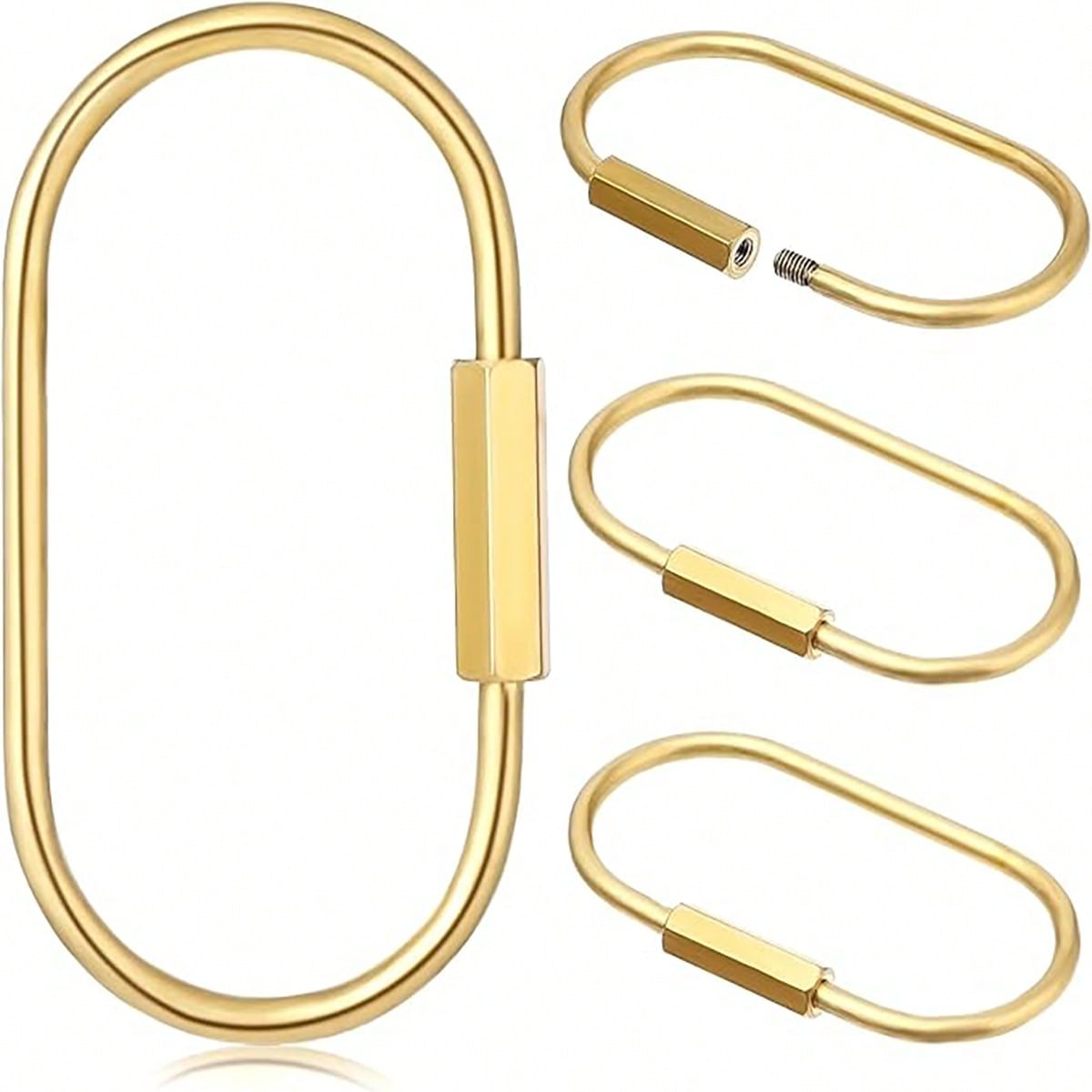 1pc Brass Screw Lock Keychains, Universal Brass Keychain Clips Simple Style Key Fob Holder Carabiner Keychain Car Key Keychain For Man Women Car Accessories Bag Charm School Cute Goth Y2k