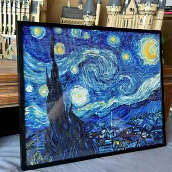 1 st Van Gogh Starry Night diamantmålningssats, 5D diamantkonst Van Gogh full diamantmålningshantverk Vuxna present, heminredning (30 X 40 Cm / 12 X 16 tum)