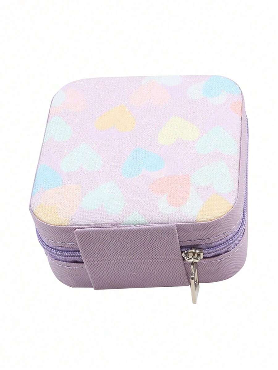 Heart Portable Travel Item Storage Box Earnail Ring Ring Small Jewelry
