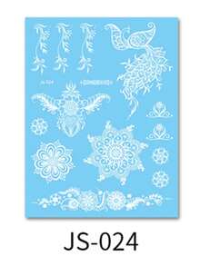 1 件防水白色纹身贴纸曼陀罗图腾花蝴蝶纹身贴纸 - 彩色 - 查看 12